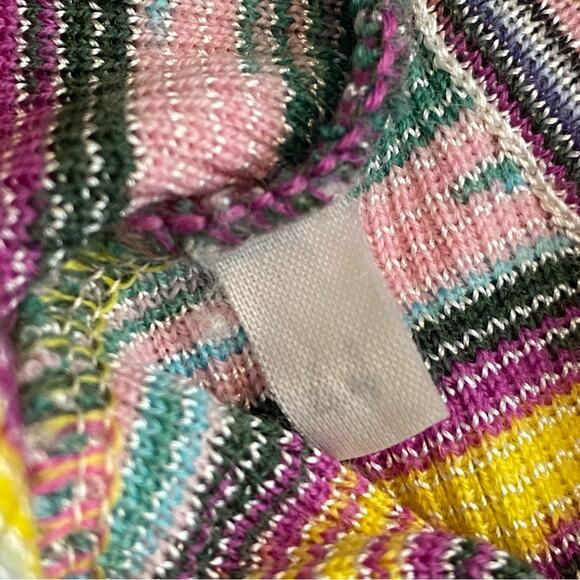 MISSONI Soft Wool Blend Space Dye V-Neck Sweater Top Yellow Mint Black and White - Picture 10 of 14